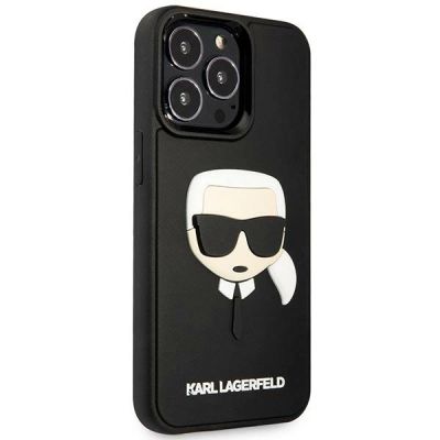 4. Karl Lagerfeld KLHCP14LKH3DBK iPhone 14 Pro 6.1" schwarz / schwarzes Hardcase 3D Rubber Karl`s Head
