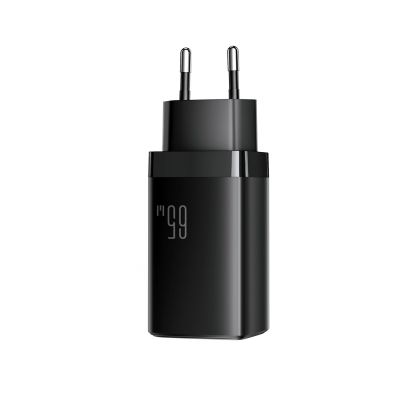 8. Joyroom JR-TG10 65W GaN 2x USB-C + USB-A Wandladegerät mit 100W USB-C - USB-C 1,2m Kabel - schwarz
