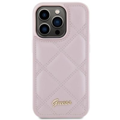 3. Guess Quilted Metal Logo Hülle für iPhone 15 Pro – Rosa