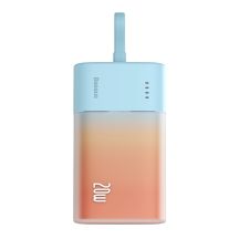 Baseus Popsicle 5200mAh 20W Powerbank mit integriertem Lightning Kabel (+ weißes Baseus Simple USB-C - USB-C 60W/20V/3A/30cm Kabel) - Blau-Orange