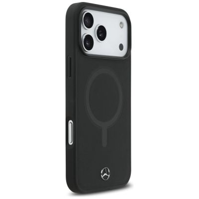 4. Mercedes Plain MagSafe Case aus glattem Leder für iPhone 17 Pro Max – Schwarz