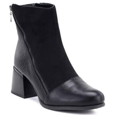 Gefütterte Damen-Ankle-Boots mit Blockabsatz, schwarz, M.Daszyński SA269-5