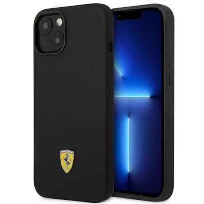 Ferrari FEHCP14SSIBBK iPhone 14 6.1" schwarz/schwarz Hardcase Silikon-Metall-Logo