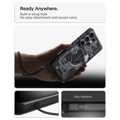 13. Spigen Ultra Hybrid Mag MagSafe Hülle für Samsung Galaxy S26 Ultra Zero One – Transparent Schwarz