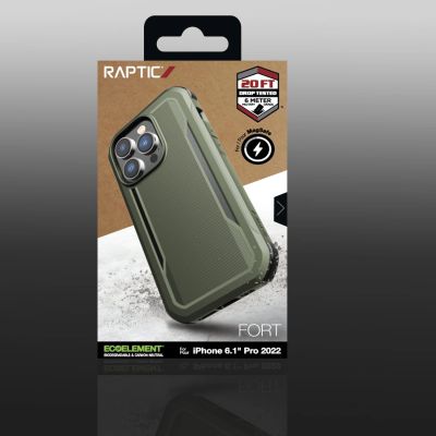 9. Raptic X-Doria Fort Case iPhone 14 Pro mit gepanzerter MagSafe-Hülle grün