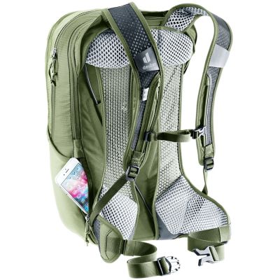 13. Deuter Race Air 14 + 3 Fahrradrucksack, Mineral/Handschuh