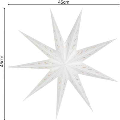 12. PAPIERDEKORATION STERN 45 CM 9 ARME WEISS