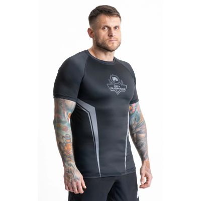 Grauer Kurzarm-Rashguard mit DBX Bushido-Logo