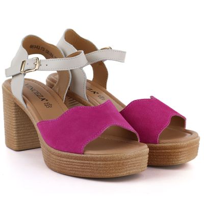3. Vinceza 26-66943 Rosa-Beige Leder-Sandalen mit Absatz