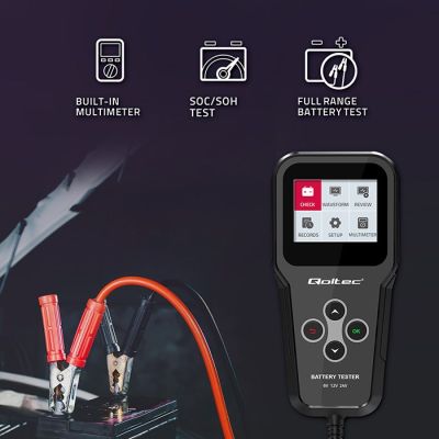 6. Qoltec 3-in-1 Digitaler Batterietester mit LCD-Display und polnischer Menüführung, 6 V, 12 V, 24 V, 10 Ah–200 Ah