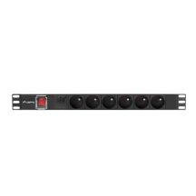 LANBERG Rack-Stromverteilerleiste 19" (1 HE, 16 A, 6 x 230 V PL, 2 m, Schwarz) PDU-06E-0200-BK