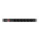 LANBERG Rack-Stromverteilerleiste 19" (1 HE, 16 A, 6 x 230 V PL, 2 m, Schwarz) PDU-06E-0200-BK