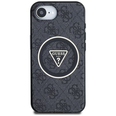 3. Guess IML Metal Glitter 4G Circle Triangle MagSafe Case für iPhone 16e - Schwarz