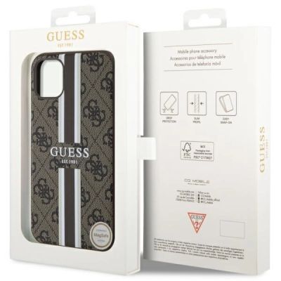8. Guess 4G MagSafe-Hülle mit Printstreifen für iPhone 11 / XR – Braun