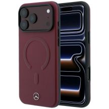 Mercedes Leder-3D-MagSafe-Hülle für iPhone 18 Pro / 17 Pro – Burgunderrot