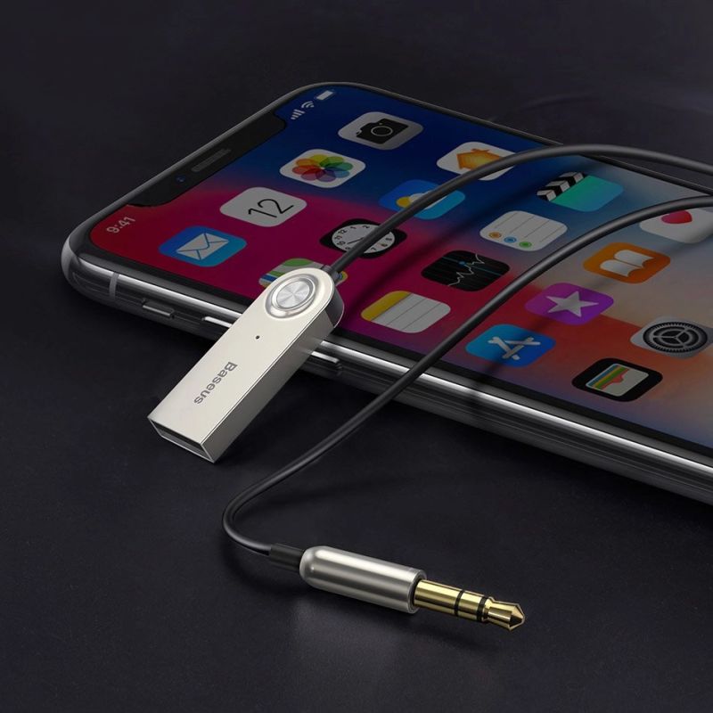 16. Baseus BA01 Bluetooth 5.0 Audioempfängerkabel AUX-Klinke Audioadapter schwarz (CABA01-01)