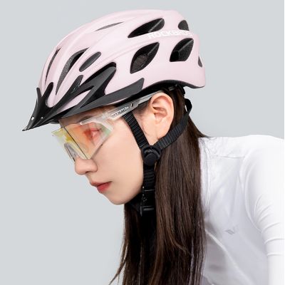 8. Rockbros Fahrradhelm mit Visier, abnehmbare UV-Brille, abnehmbares Visier, Unisex – Rosa
