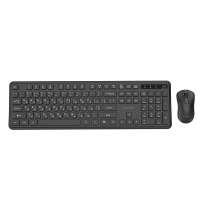 2. GEMBIRD Kabelloses Slim Pro Business-Schreibtisch-Tastatur- und Maus-Set, Schwarz, Russisches Layout