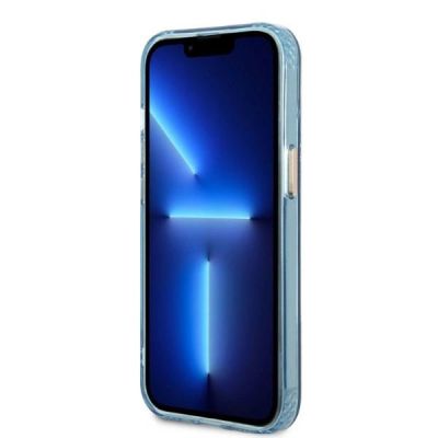 5. Guess Gold Outline Translucent MagSafe Hülle für iPhone 13 – Blau