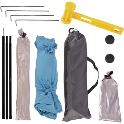 4. Sonnenschutz für Touristen-Strandpavillons, beschwert mit Sand und Lycra, 2,1 x 2 x 1,5 m