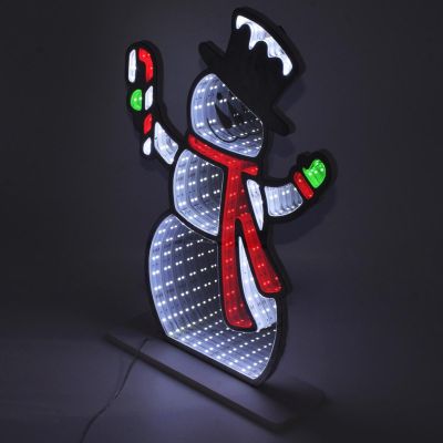 7. Spiegeldekoration mit LED-Diode, Unendlichkeitsspiegeleffekt, Schneemann