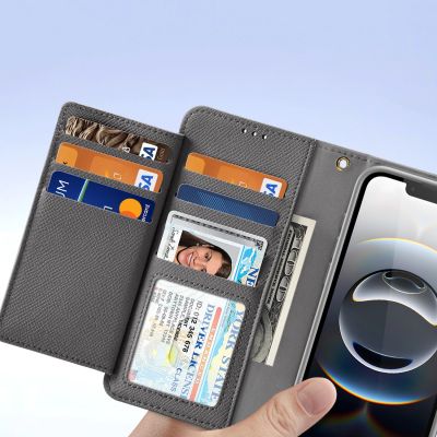 8. Dux Ducis Lawa Lederhülle für iPhone 16e / 17e mit abnehmbarer magnetischer Brieftasche – Grau