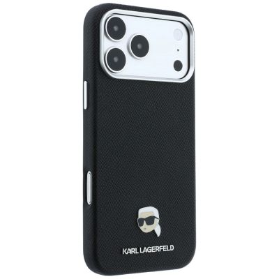 4. Karl Lagerfeld MagSafe-Schutzhülle mit genarbtem Karl-Kopf-Motiv für iPhone 18 Pro Max / 17 Pro Max – Schwarz
