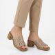 5. Beige Damen-Pantoletten mit Lochmuster und Absatz, Modell M.Daszyński MR2598-7