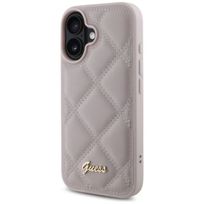 2. Guess Quilted Metal Logo-Hülle für iPhone 16 – Rosa