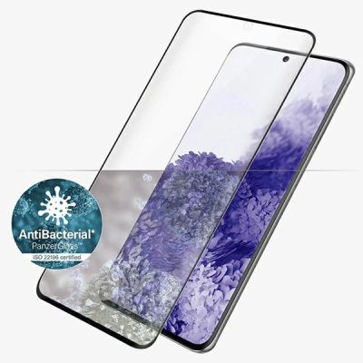 3. PanzerGlass E2E Microfracture antibakterielles Glas für Samsung Galaxy S21 Ultra – mit schwarzem Rahmen