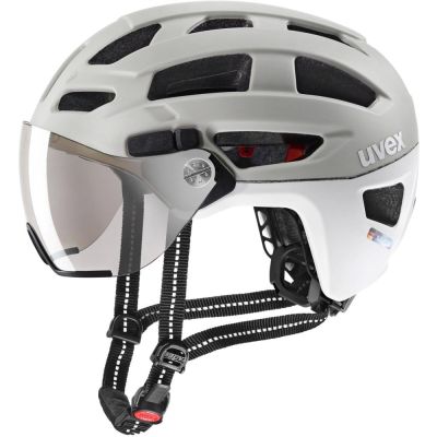 6. Fahrradhelm UVEX Finale Visier 56–61 cm, Sand/Weiß matt