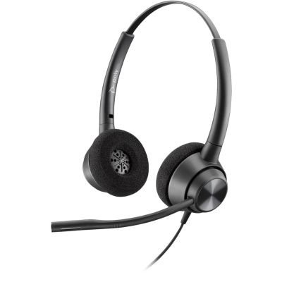 4. POLY EncorePro 320 Kabelgebundenes Kopfbügel-Headset mit Schnellverschluss, binauralem Design, TAA-Kabel, USB Typ-A, Schwarz