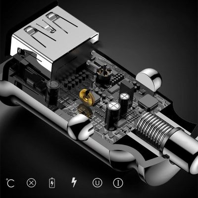8. Baseus Grain Autoladegerät CCALL-ML02 Mini-Ladegerät 2x USB-A 3,1A - Weiß