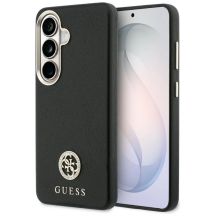Guess Strass-Logo-Hülle mit rundem Design für Samsung Galaxy S26 – Schwarz