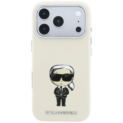 4. Karl Lagerfeld Smooth Ikonik Sketch MagSafe Hülle für iPhone 18 Pro / 17 Pro – Beige