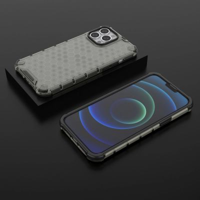 13. Honeycomb Handyhülle Schutzhülle mit TPU Rahmen für iPhone 13 Pro Max schwarz