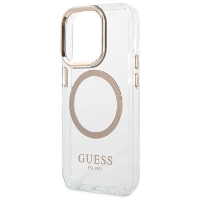 6. Guess GUHMP14XHTRMD iPhone 14 Pro Max 6,7 "Gold / Gold Hartschalenetui Metal Outline Magsafe