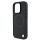 6. BMW Signature Leather Half Textured & Circle MagSafe Hülle für iPhone 16 Pro – Schwarz