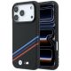 BMW M Quadrille Kevlar-Print, dreifarbige Linien & Metalllogo, MagSafe-Hülle für iPhone 18 Pro Max / 17 Pro Max – Schwarz