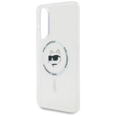 6. Karl Lagerfeld Button Choupette Head Printed Logo MagSafe Case für Samsung Galaxy S25 Edge - Weiß