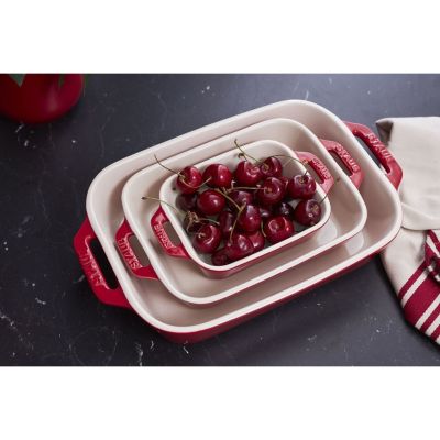 10. 3er-Set rechteckige Keramikteller STAUB 40508-171-0 - rot