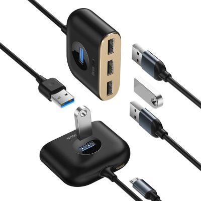 3. HUB Baseus Square USB-A auf 1x USB-A 3.2 Gen 1 / 3x USB 2.0 mit 1m Kabel - schwarz