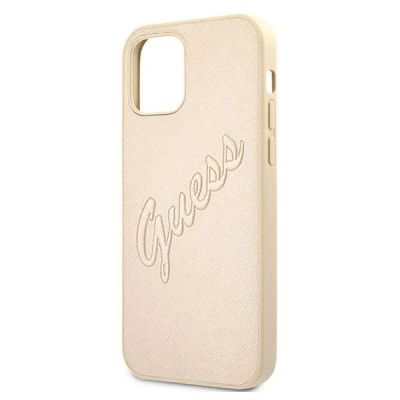 6. Guess GUHCP12MRSAVSLG iPhone 12/12 Pro 6,1" Gold/Gold Hardcase Saffiano Vintage Script