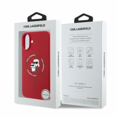 4. Karl Lagerfeld Silikon Karl&Choupette Heads Ring MagSafe iPhone 16 Hülle - Rot