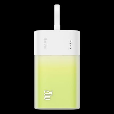 Baseus Popsicle 5200 mAh 20 W Powerbank mit integriertem Lightning Kabel (+ weißes Baseus Simple USB-C - USB-C 60 W/20 V/3 A/30 cm Kabel) - Weiß-Grün