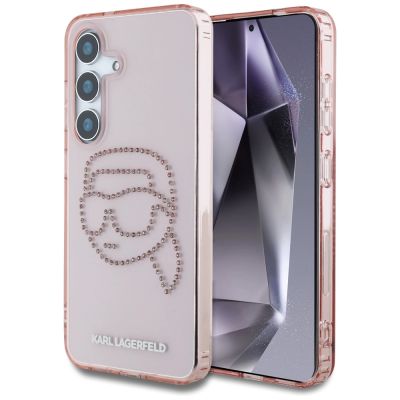 Karl Lagerfeld Rhinestones K. Head Logo Samsung Galaxy S25 Hülle, rosa