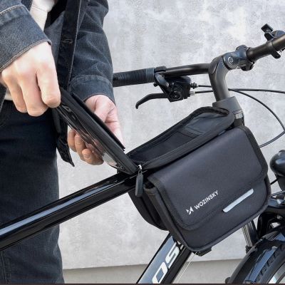 10. Wozinsky Fahrrad-Rahmentasche, wasserdichte Handyhülle, 1,5l, schwarz (WBB26BK)