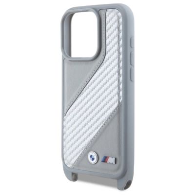 5. BMW M Edition Carbonstreifen- und Riemenhülle für iPhone 16 Pro Max – Grau