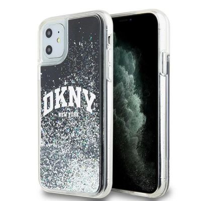 DKNY Liquid Glitter Big Logo Hülle für iPhone 11 / Xr - Schwarz