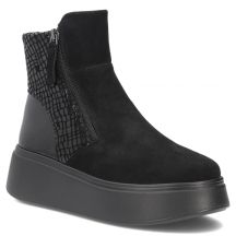 Schwarze Damen-Ankle-Boots aus Leder mit Plateausohle, Filippo DBT8077/26